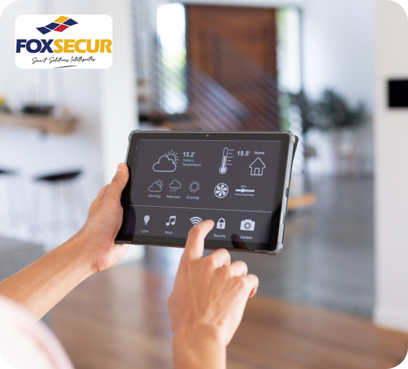 FoxSecur mobile app controlling a connected smart home